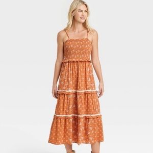 NWT Orange Midi Sundress